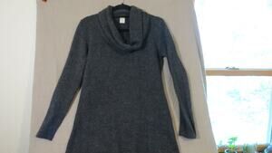 Clouzet Designs Peru Alpaca Sweater Tunic Cowl Neck Charcoal Gray Womens
